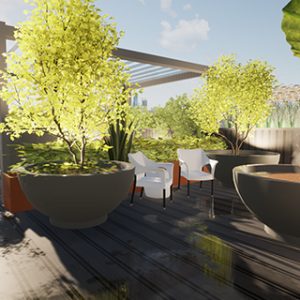 rooftop garden 3d render by white mosaic