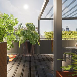 rooftop garden 3d render by white mosaic