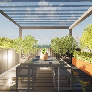 rooftop garden 3d render by white mosaic