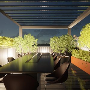 rooftop garden 3d render by white mosaic