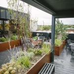 modern Roof garden designed by white mosaic