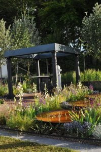 Outdoor living space with bespoke wooden deck