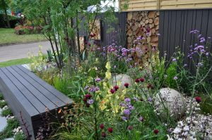 wildflower garden with bespoke seating