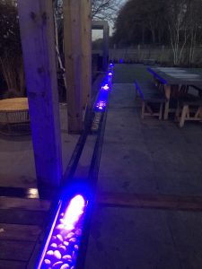 bespoke garden feature lighting at night