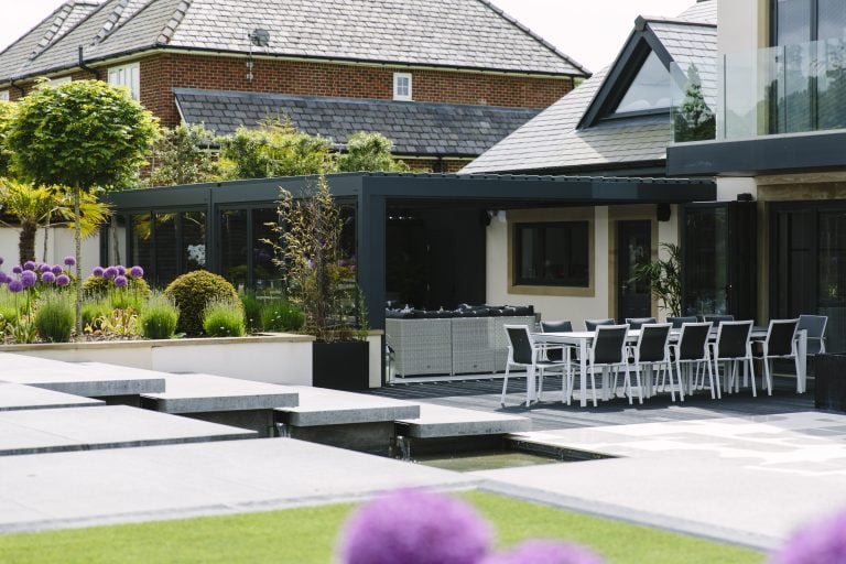 Luxury property garden with bespoke landscaping