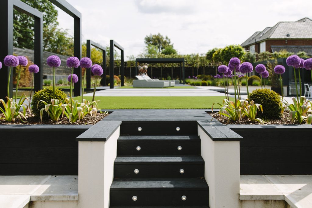 Luxury property garden with bespoke landscaping