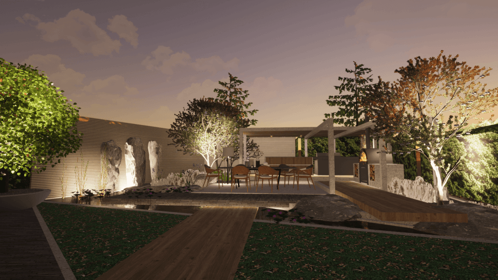 3D Rendering of a Modern Outdoor Living Space