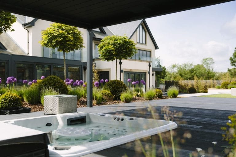 modern garden design including hot tub